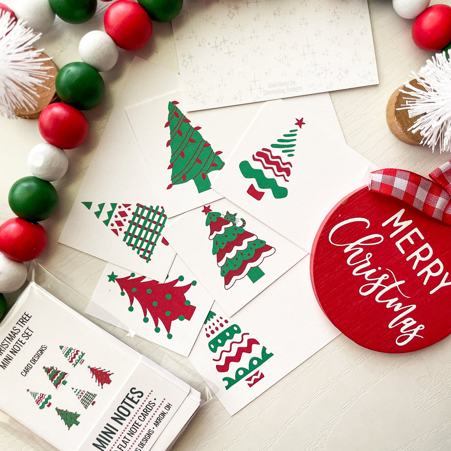 Oh Christmas Tree (Red-White-Green) - Mini Note Set