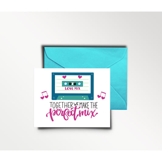 Together We Make the Perfect Mix - Greeting Card | Love, 80s theme, cassette