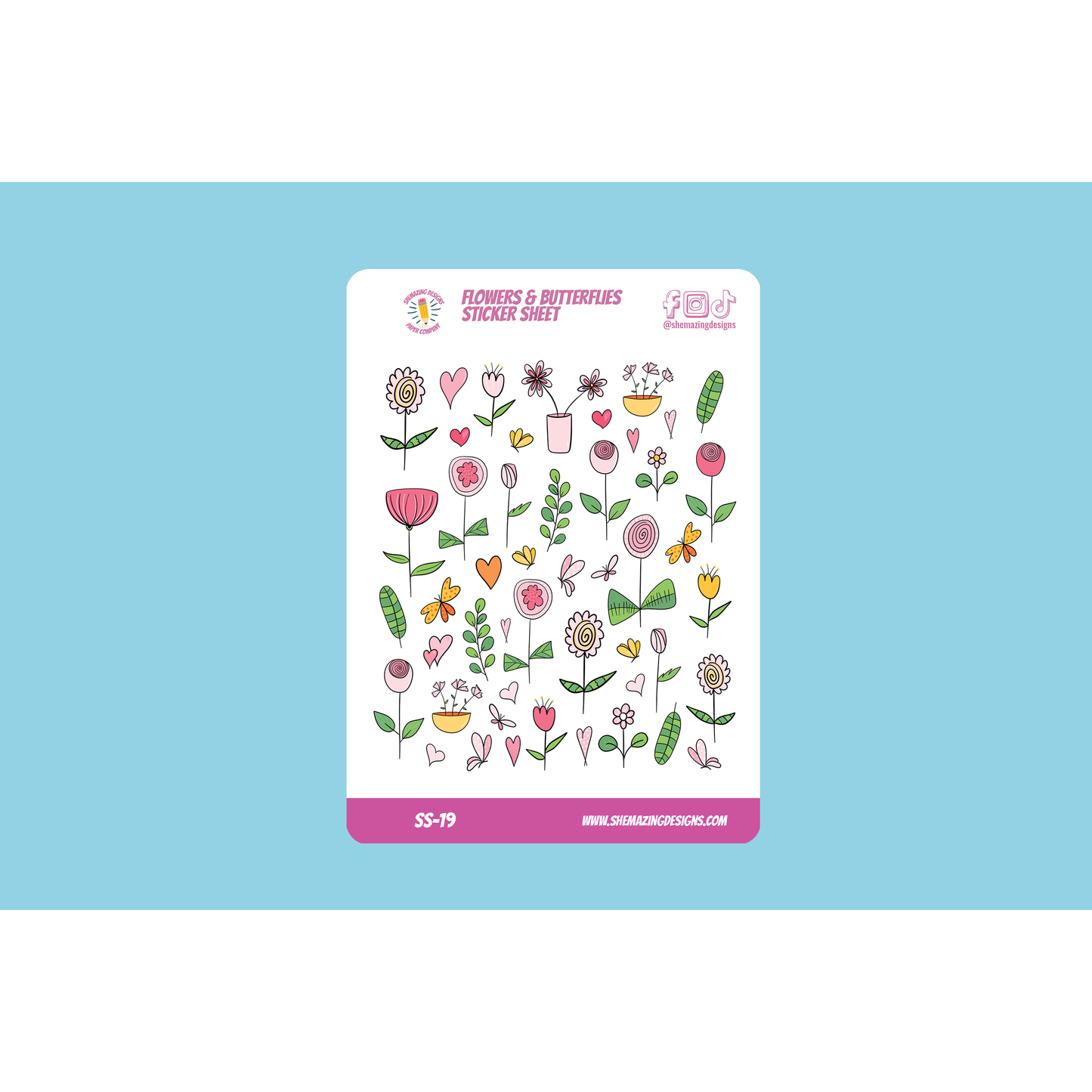 Flowers & Butterflies Sticker Sheet
