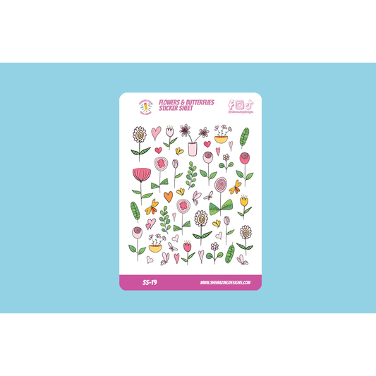 Flowers & Butterflies Sticker Sheet