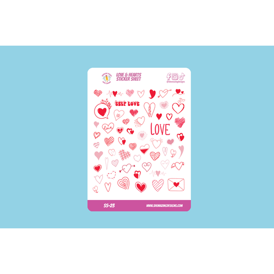 Love & Hearts Sticker Sheet