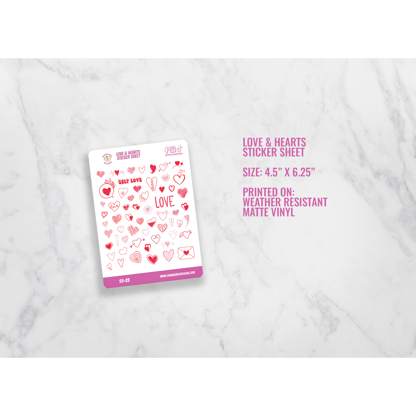Love & Hearts Sticker Sheet