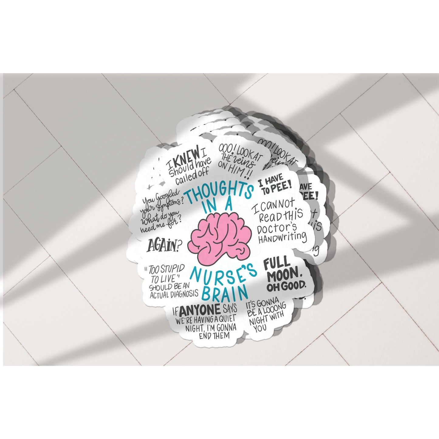 Nurse Thoughts - Nurse Brain Vinyl Sticker