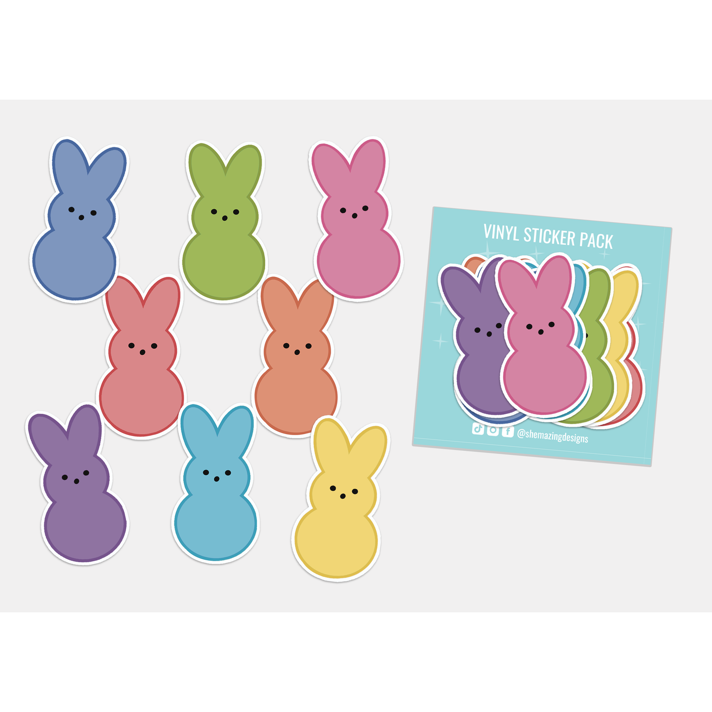 Marshmallow Easter Rabbits- Sticker Pack