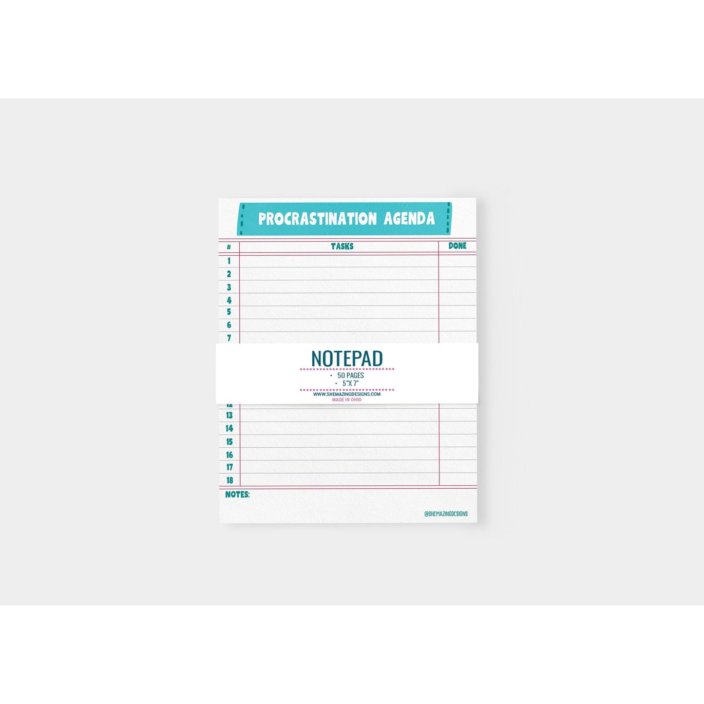 Procrastination Agenda Notepad - 5x7