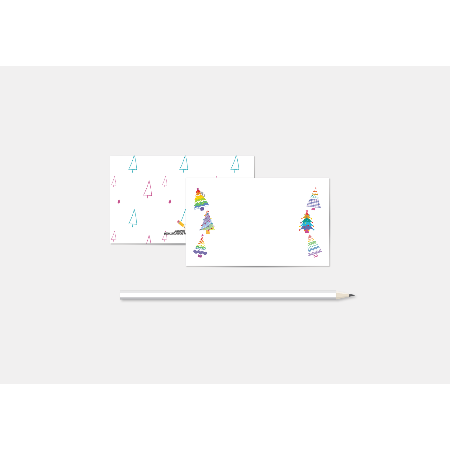 Rainbow Christmas Trees Mini Notes