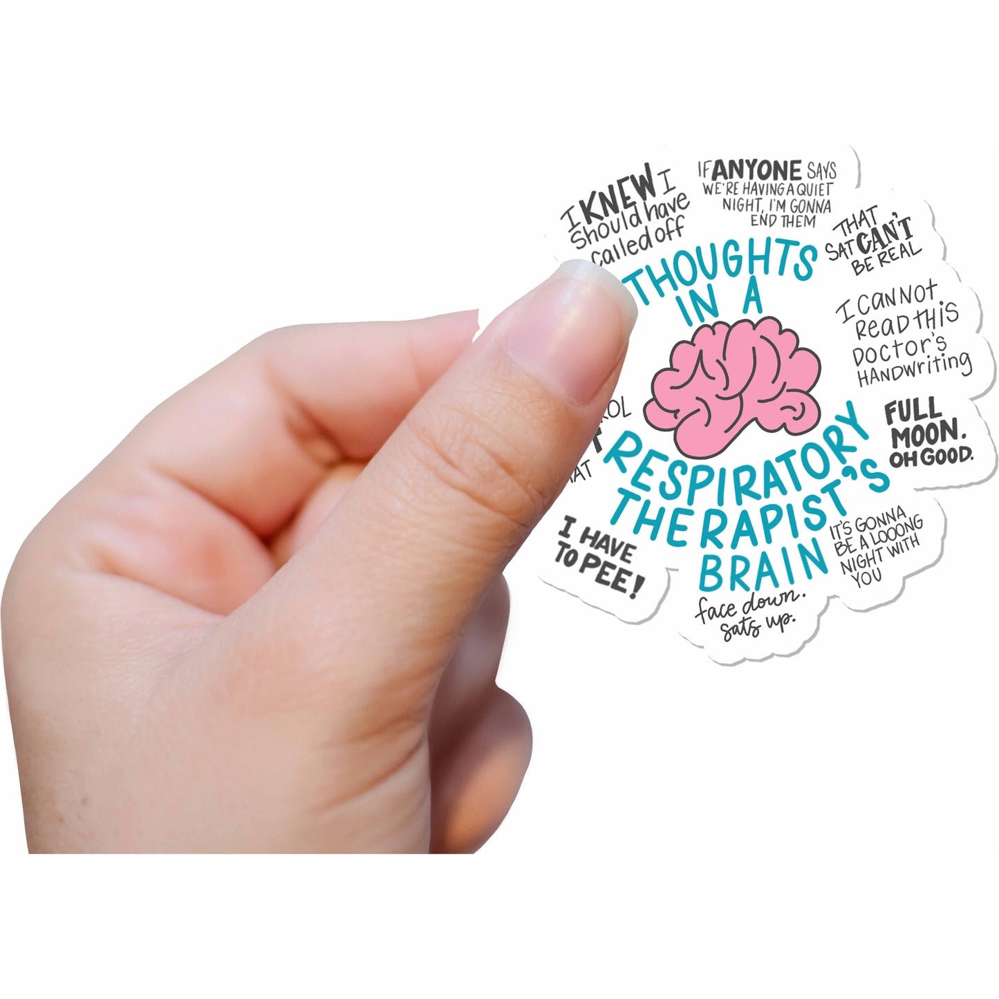 Respiratory Therapist's Thoughts - RT Brain Vinyl Sticker