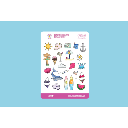 Summer Vacation Sticker Sheet