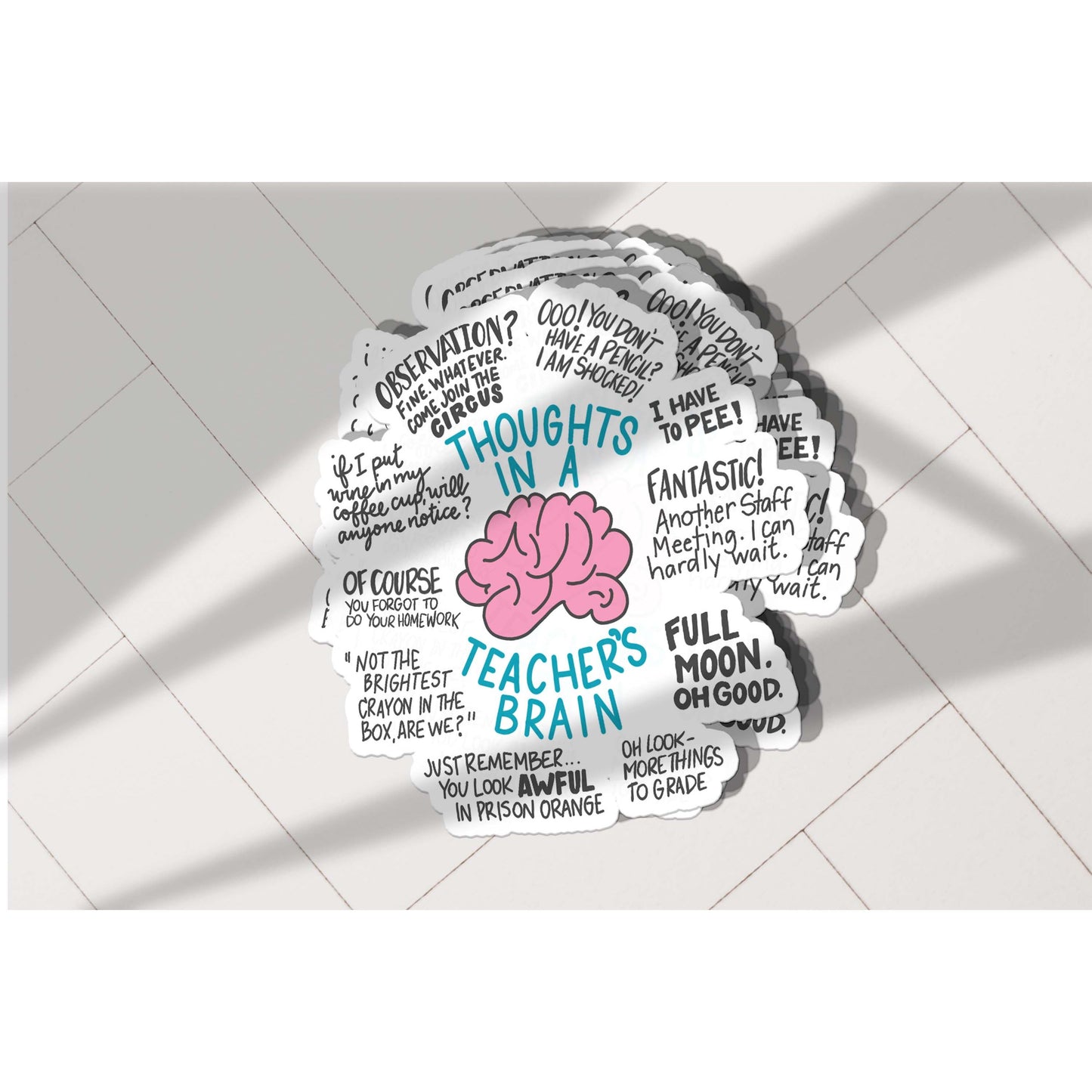 Teacher Thoughts - Teacher Brain Vinyl Sticker