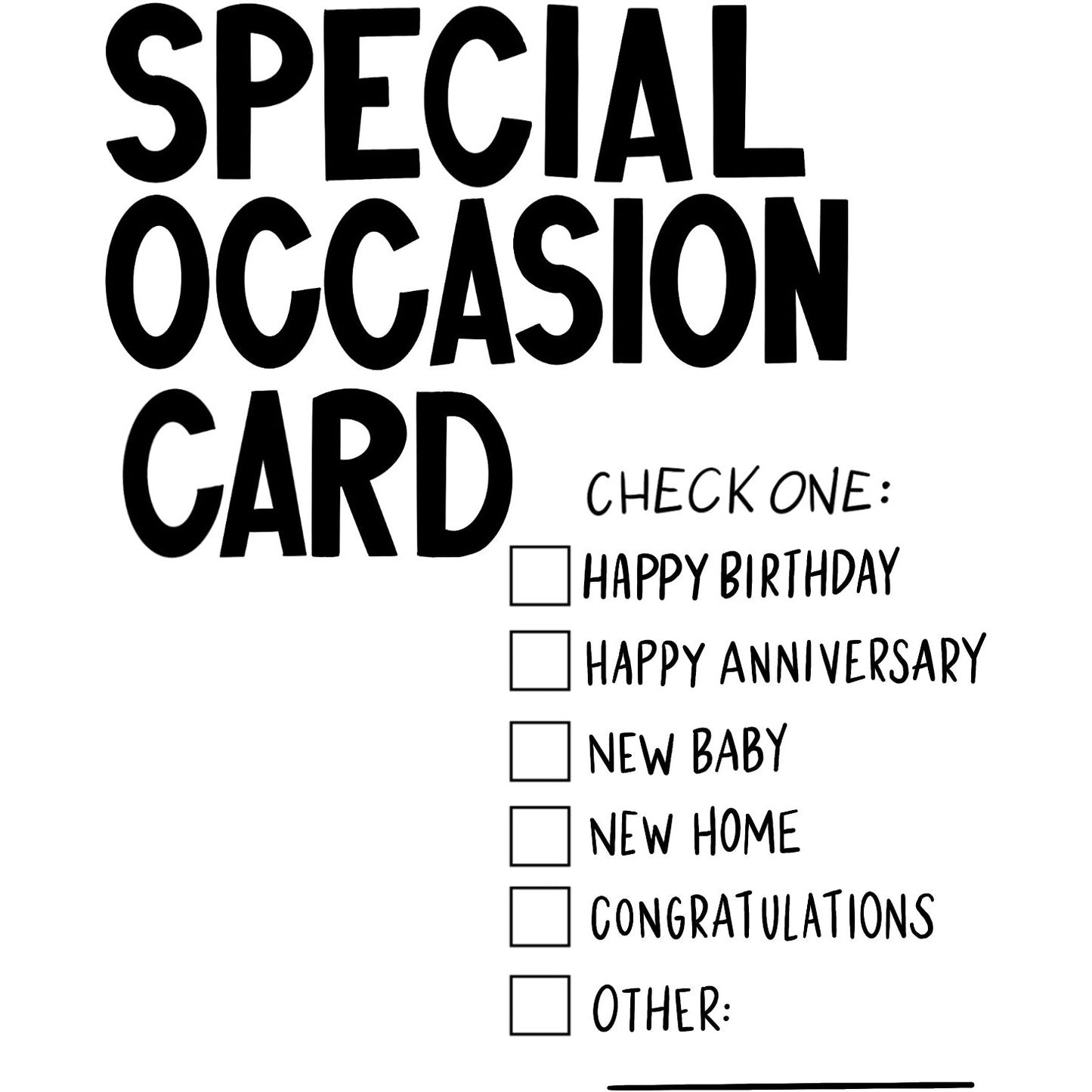 Special Occasion Card (check the box to indicate WHICH special occasion) - Greet