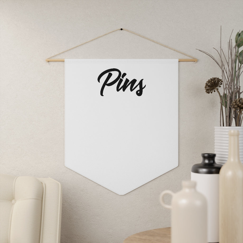 Pin Pennant - enamel pin display badge holder flag (white) - 18" x 21"