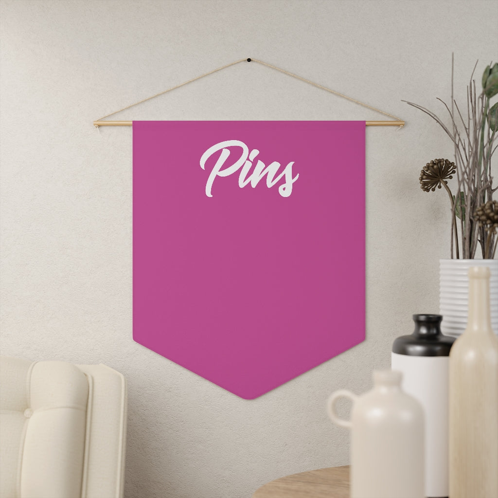 Pin Pennant - enamel pin display badge holder flag (pink) - 18" x 21"