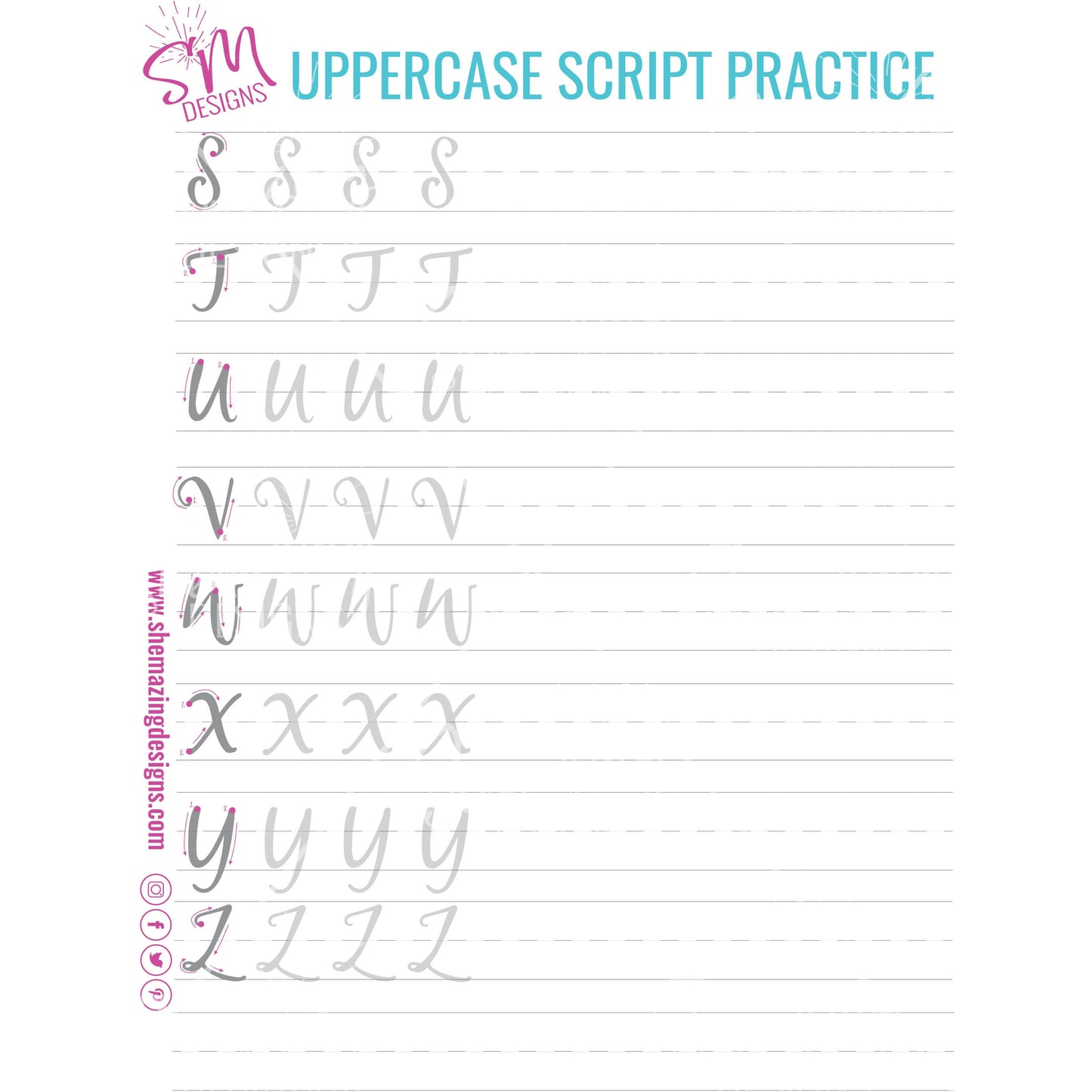 Uppercase Script Practice-Digital Download