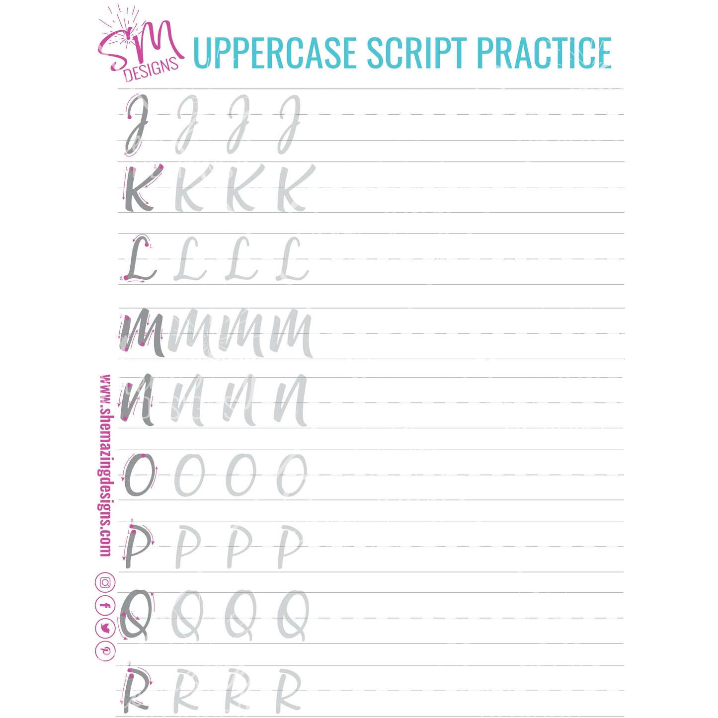 Uppercase Script Practice-Digital Download