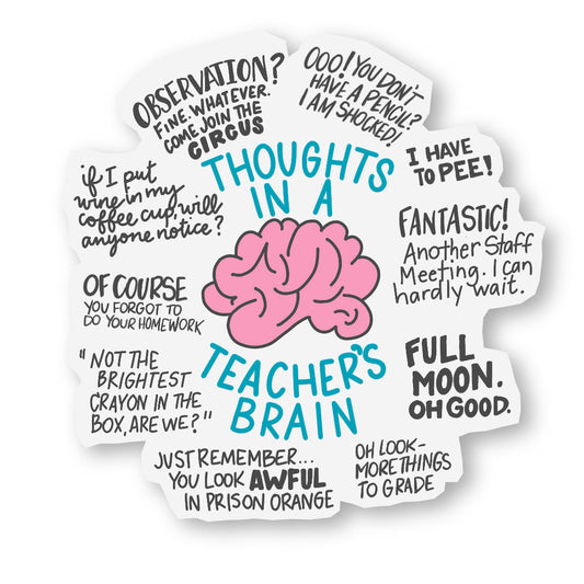 Teacher Thoughts - Teacher Brain Vinyl Sticker