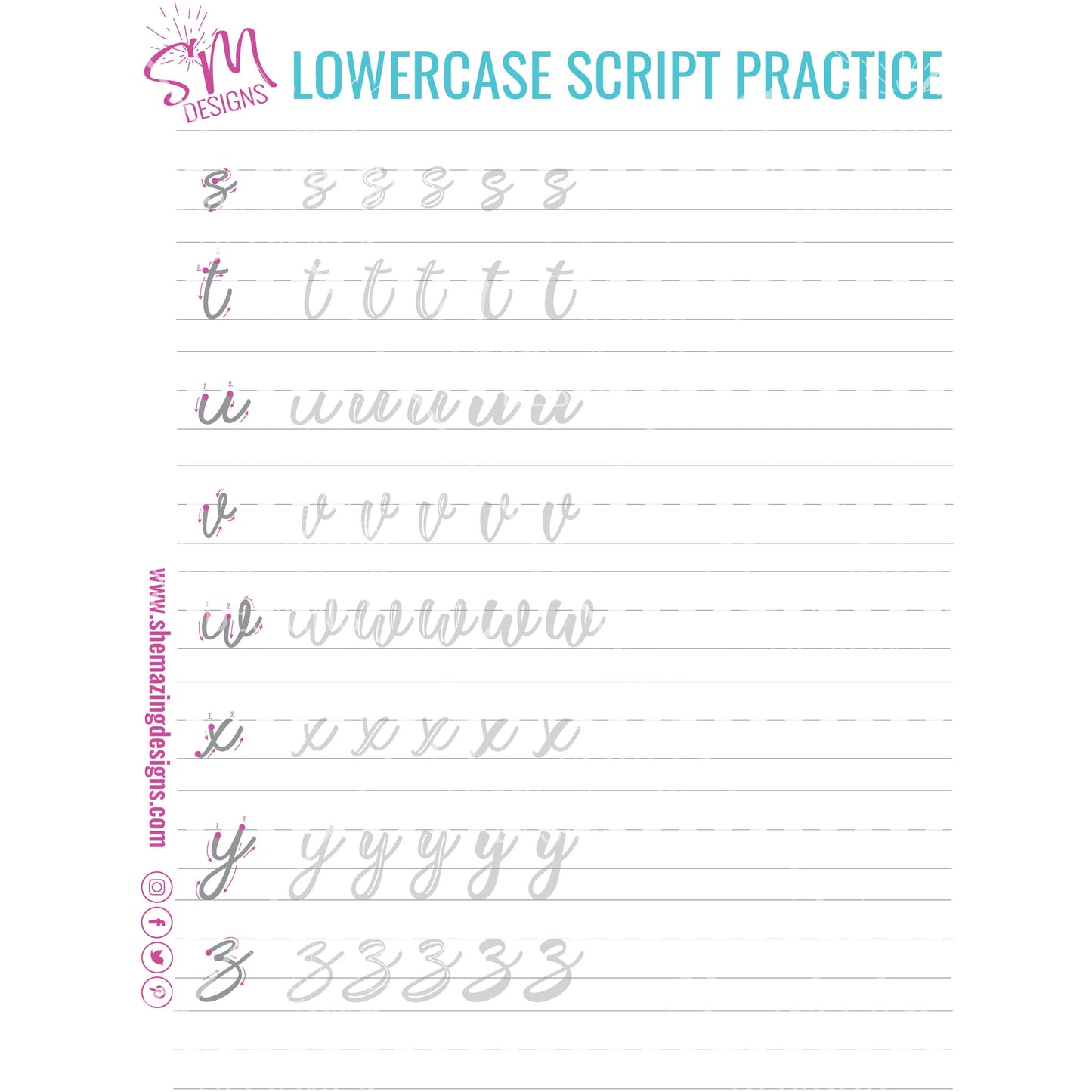 Lowercase Script Practice-Digital Download