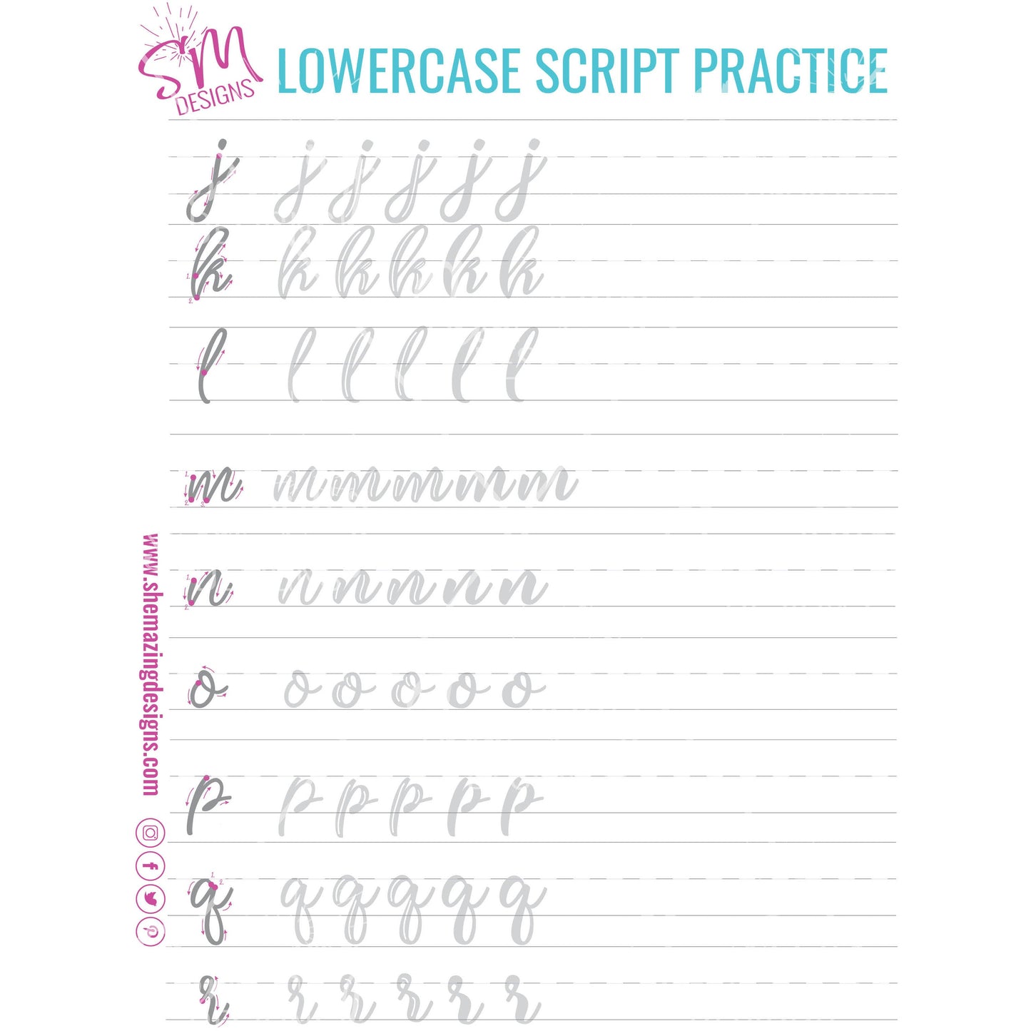 Lowercase Script Practice-Digital Download