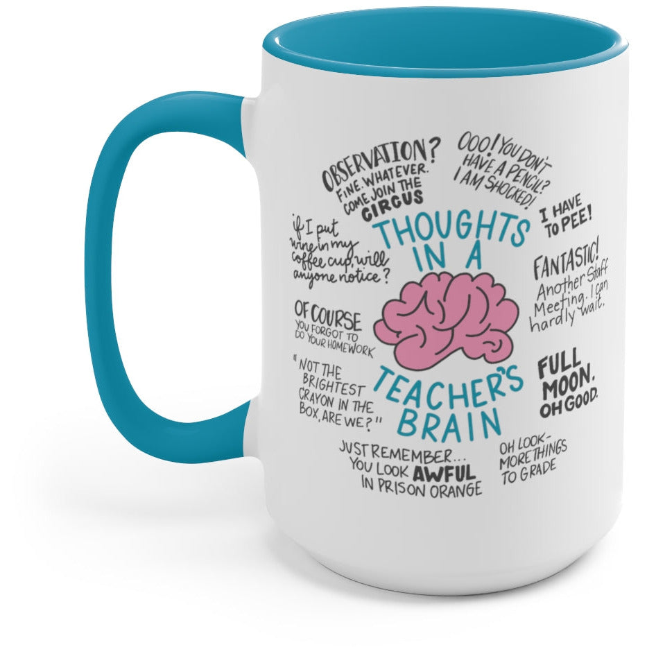 Teacher Thoughts-Brain Coffee Mug, 15oz (SAMPLE-blue)