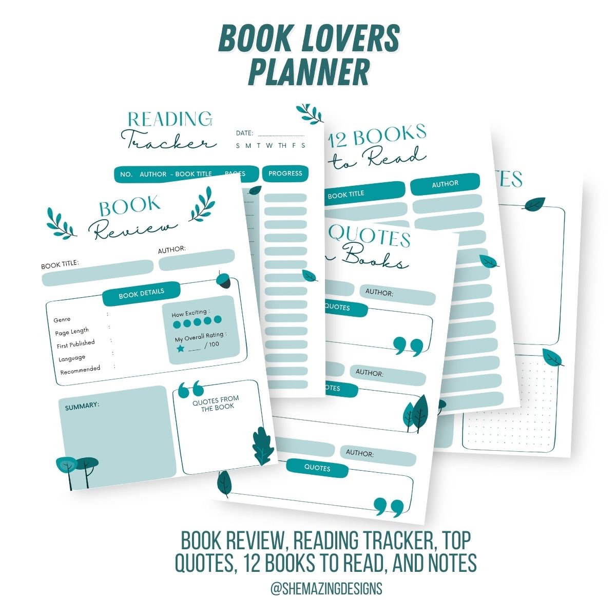 Book Review Reading Tracker Journal Planner