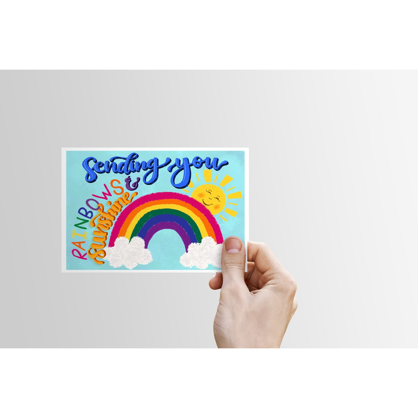 Rainbows and Sunshine Card - Thinking of You Card (blue)