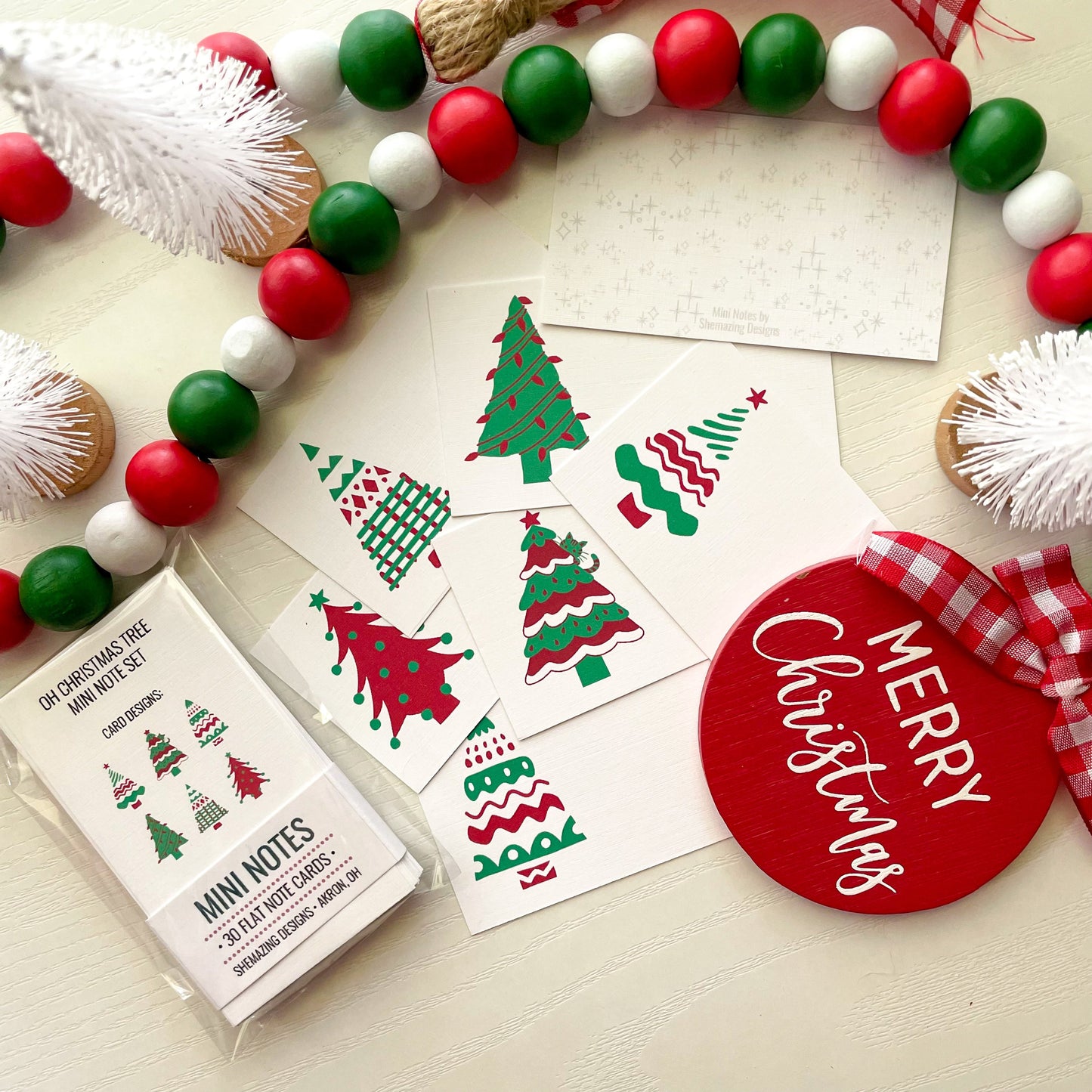 Oh Christmas Tree (Red-White-Green) - Mini Note Set