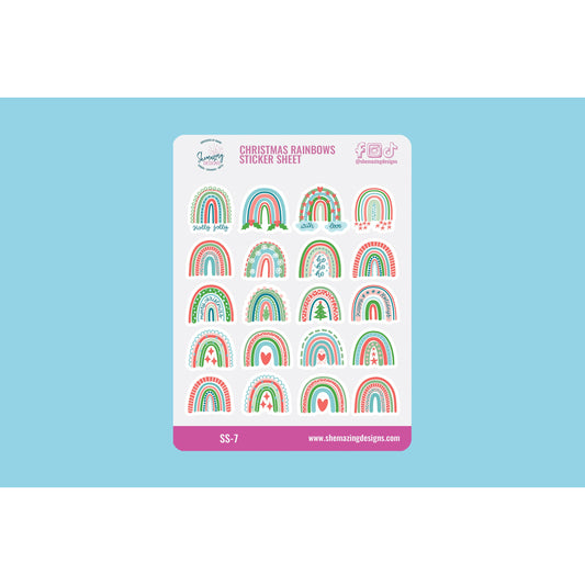 Christmas Rainbows Sticker Sheet
