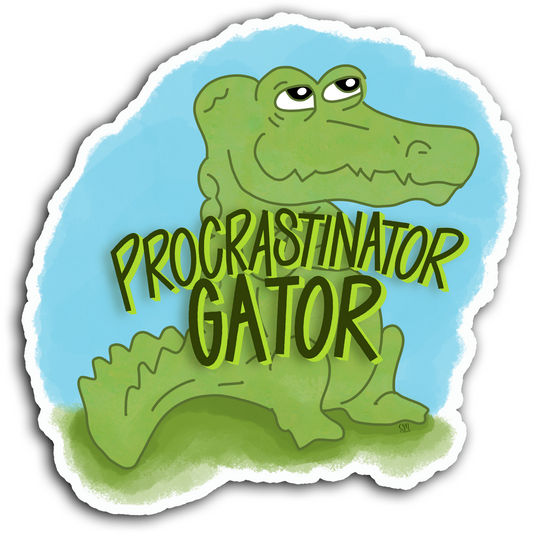 Procrastinator Gator Vinyl Sticker