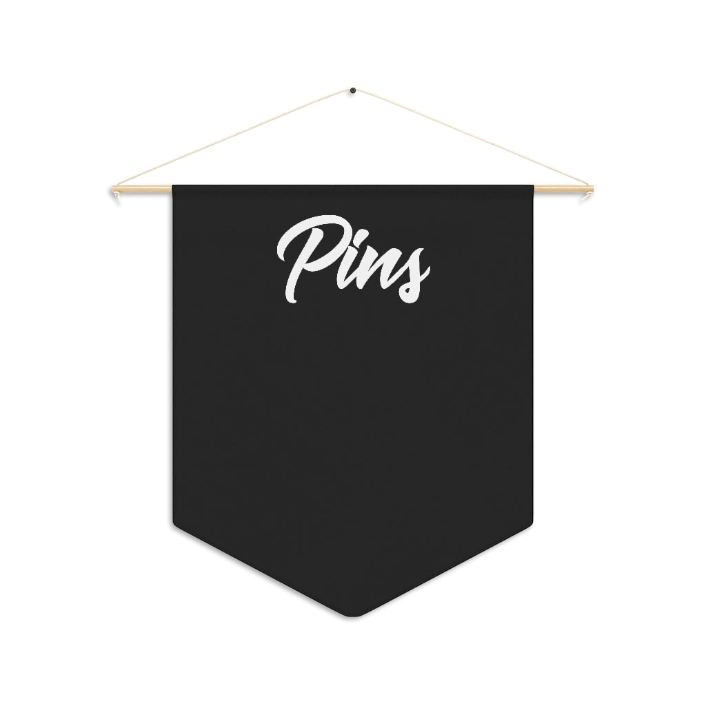 Pin Pennant - enamel pin display badge holder flag (black) - 18" x 21"
