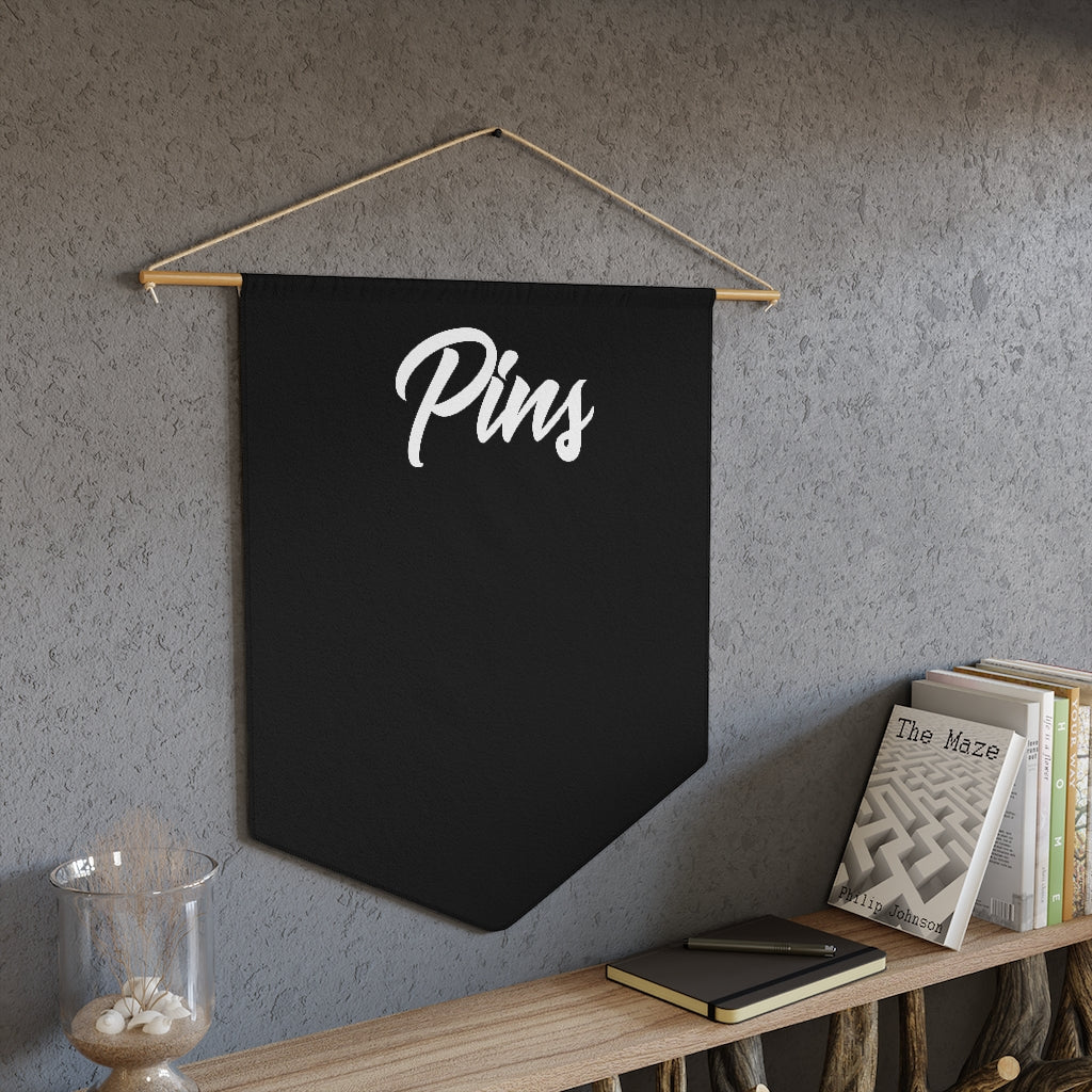 Pin Pennant - enamel pin display badge holder flag (black) - 18" x 21"