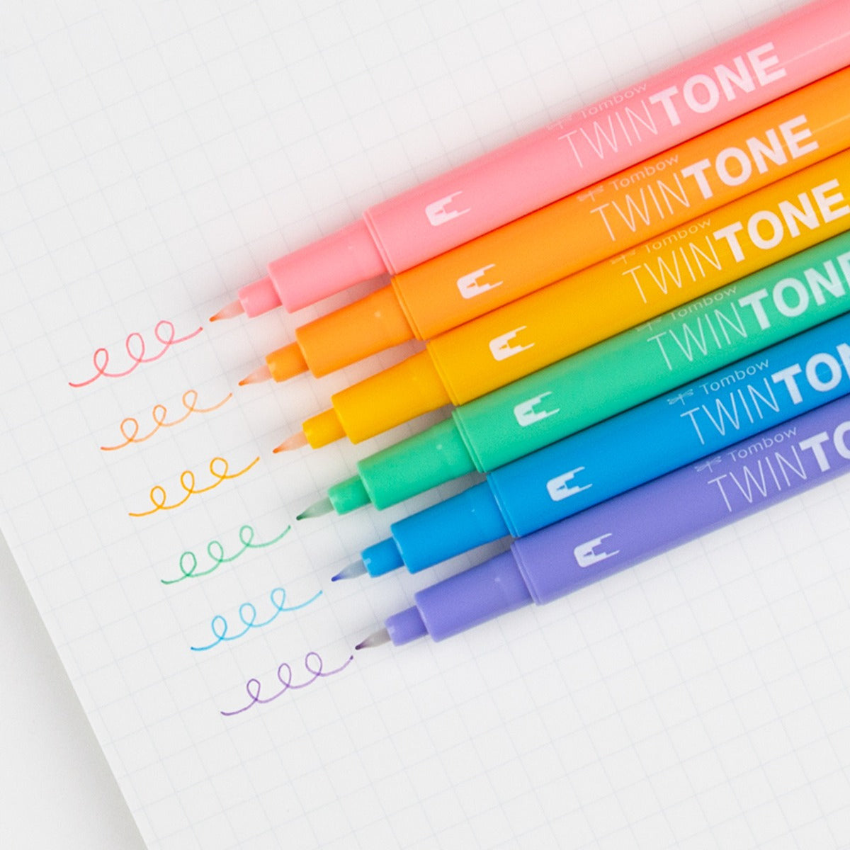 Tombow TwinTone Dual-Tip Marker Set, Broad & Extra-Fine Tips, Rainbow, 6 Count